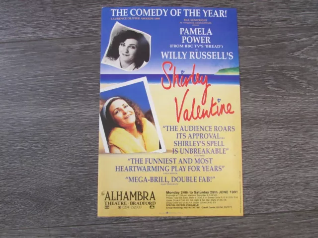 Pamela Power in Shirley Valentine 1991 Alhambra Theatre Bradford Flyer