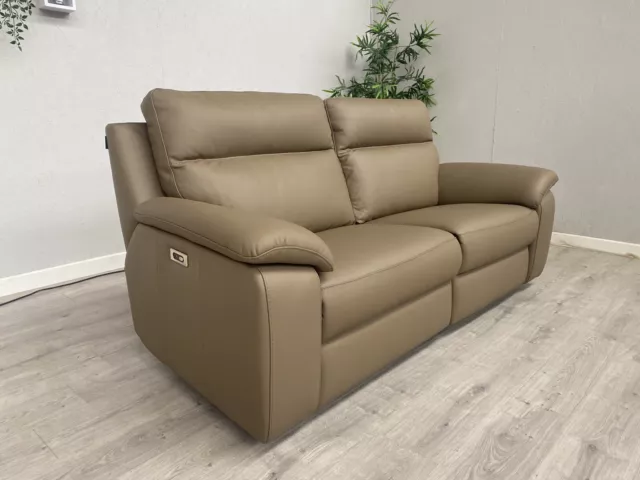 F.V. Nicoletti PEPINO Leather 3 Seater Power Recliner Sofa, Taupe - RRP £2,495