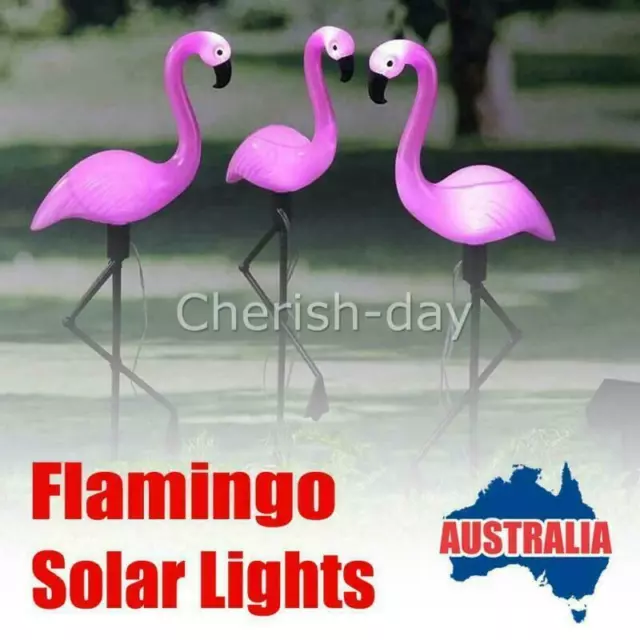 3X Solar Powered Flamingo Lawn Lamp Stake Landscape Lights Outdoor Garden Decor