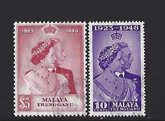 Malaya Trengganu 1948 Silver Wedding Pair Very Fine Used