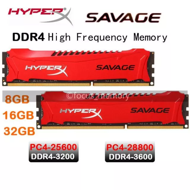 HyperX SAVAGE RAM DDR4 8GB 16GB 32GB 3200 3600 Desktop 288Pin Gaming Memory lot