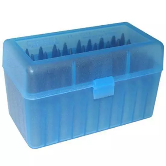 MTM Case Gard R-50 Series Ammunition Box 50 Rounds Plastic Blue RS-50-24