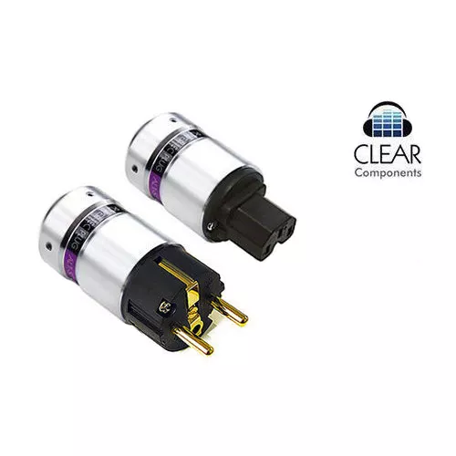 Alu Schukostecker + Kaltgerätestecker Iec Power Plug Vergoldet Black-Highend