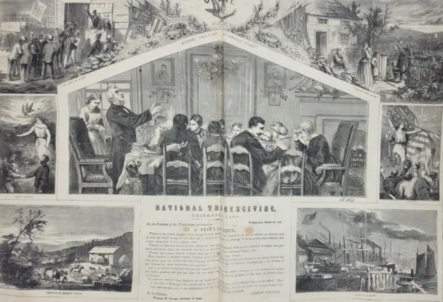 Harper's Weekly 12/9/1865 General Grant in NYC / National Thanksgiving by Nast