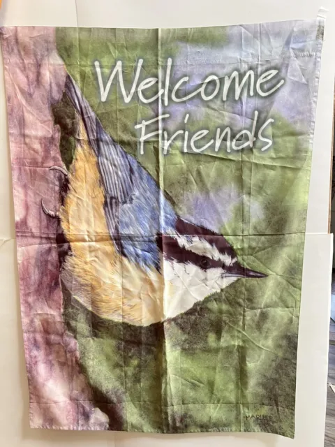 Welcome Friends Bird Garden Flag Marilee Carroll 27 X 39 Wren Branch