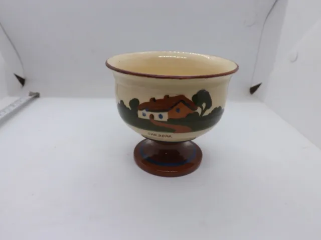 vintage dartmouth pottery pedestal bowl cheddar gorge made england mottoware
