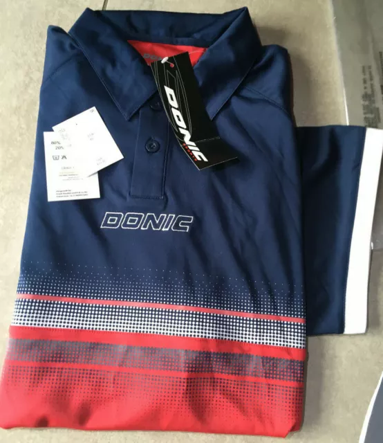 DONIC POLO SHIRT, Draftflex, rot blau, Tischtennis,XL, SALE, Nochmals reduziert