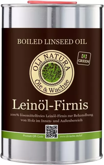OLI-NATURA Leinöl-Firnis, Biologischer Holzschutz, Lebensmittelecht-Zertifiziert
