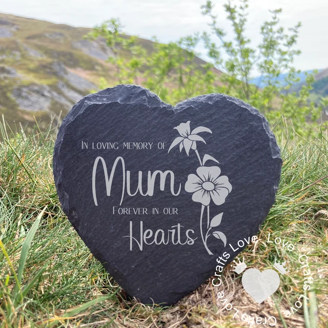 MUM MEMORIAL GRAVE Marker Engraved Slate Stone Personalised Nan Dad Mom