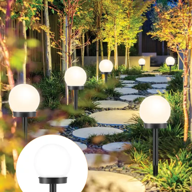 4er LED Solar Gartenleuchte Kugel Set Solarleuchte Außen Garten Lampe Leuchte 2