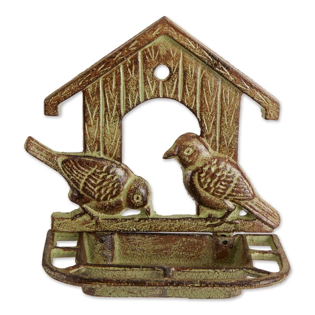 Cast Iron Bird Feeder Birdbath Wall Mounted House Look Outdoor Yard Garden Decor