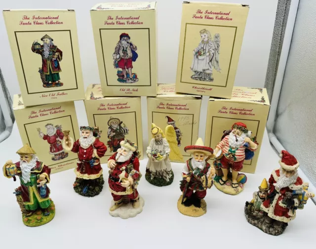 Vintage The International Santa Claus Collection Lot Of 7 Christmas Figurines