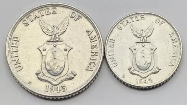 1945-D Silver (.750 ) Philippines 20 Centavos & 10 Centavos - No Reserve