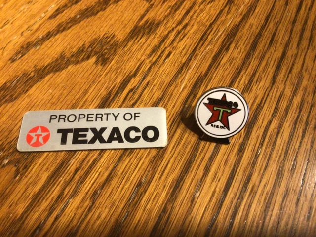 Texaco Property Plate & Rare Texaco Pin