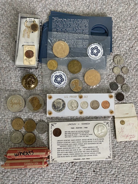 Lot of Old US Coins SOME SILVER, Proof Kennedy, Steel Cent, WHEATIES, More Lot of Old US Coins SOME SILVER, Proof Kennedy, Steel Cent, WHEATIES, More
