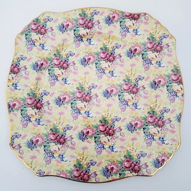 Royal Winton Grimwades Welbeck 2 Dinner and 2 Salad Plates Chintz Yellow 1995 7