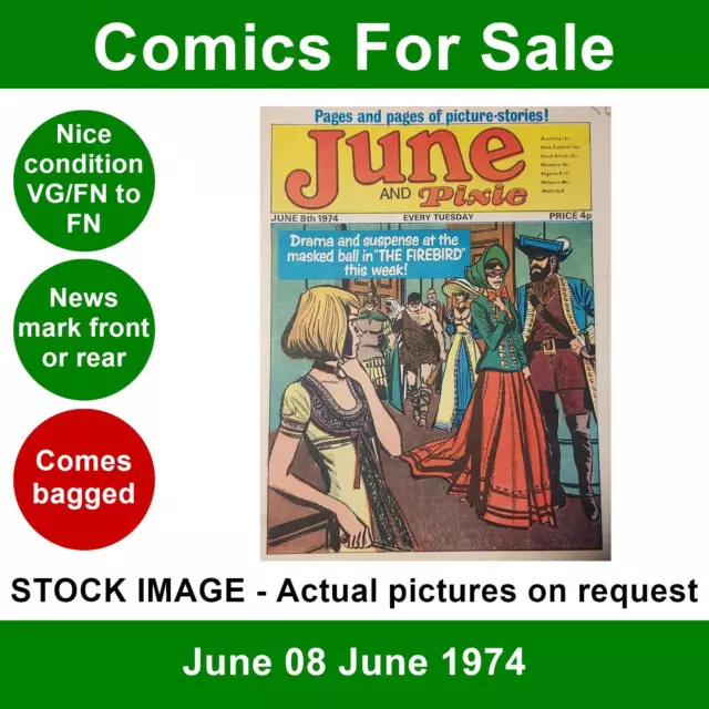 June & Pixie 08 June 1974 comic - Nice VG/FN IPC - 08 June 1974