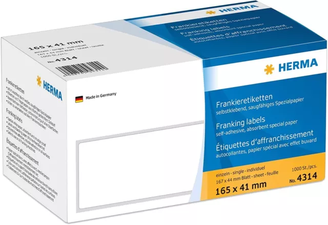 HERMA 4314 Frankieretiketten für Frankiermaschinen, einzeln 165 x 41 mm, Spezial