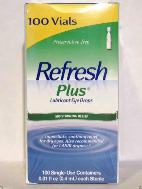 REFRESH PLUS Schmiermittel Augentropfen, 100 Einzelfläschchen *feuchtigkeitsspendende Entlastung *