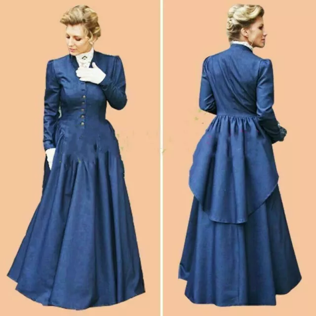 1860s Blue Civil War Uniform Victorian Ball Gown Southern Belle Dress Costume