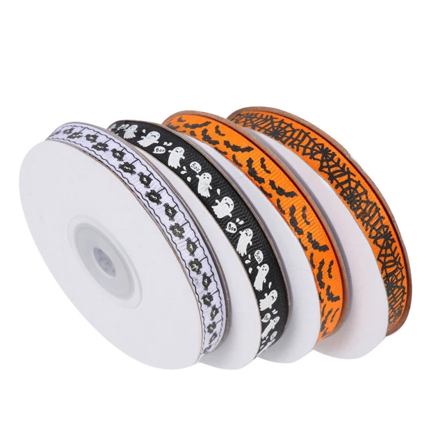 4 Rolls Halloween Polyester Ribbons Hair Bows Webbing Small