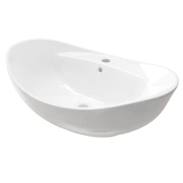 Keramik Waschtisch Waschbecken Aufsatzwaschbecken Waschschale Oval weiß KBW011