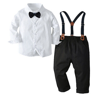 Bambini giovane gentiluomo Outfit Set Party Button Down risvolto Camicie Pantaloni Set