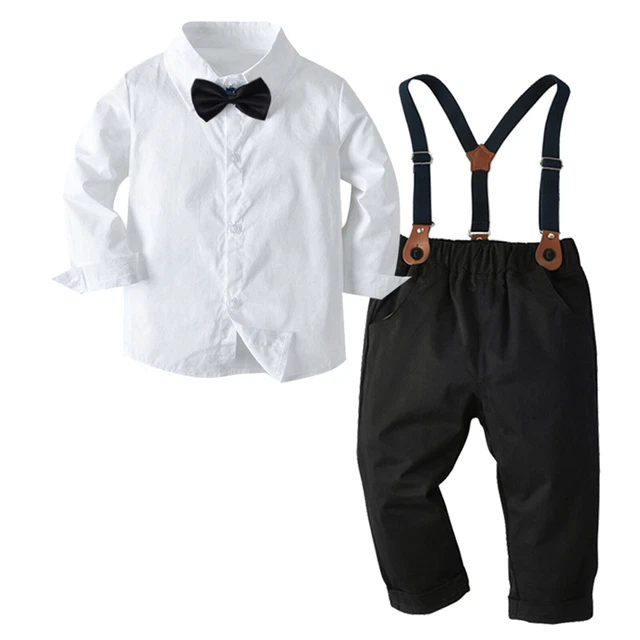Set outfit bambini ragazzi gentiluomo festa button down revers camicie set pantaloni