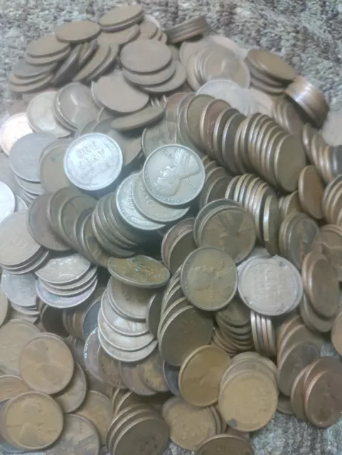 Lincoln Wheat Penny Lot (500) Coins Cent 1920's P,D,S Mixed Unsearched