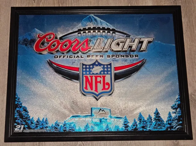 2007 Coors Light Brewing Co Official NFL Beer Sponsor Football Bar Mirror Framed