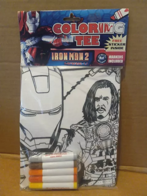 IRON MAN 2 COLORING TEE WITH MARKERS and free sticker