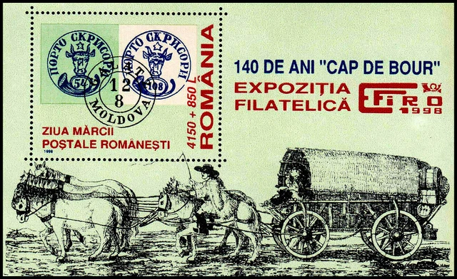 Rumänien postfrisch MNH Block 311 1998 Moldau Pferd Tier Kutsche Stamp on Stamp