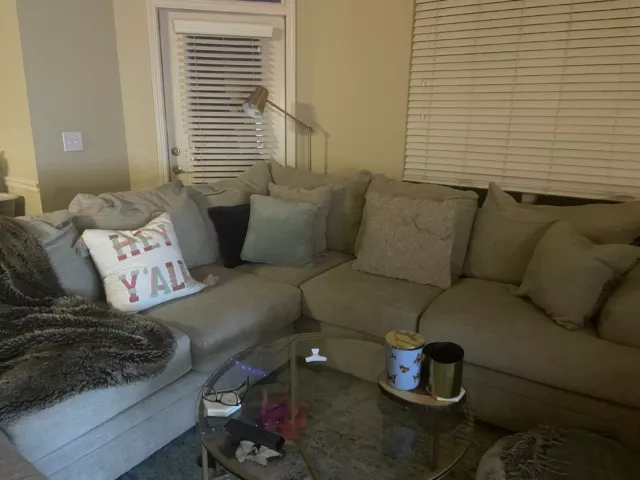 Rooms to Go, sectional w/queen size sleeper. Gently used, less than a year old