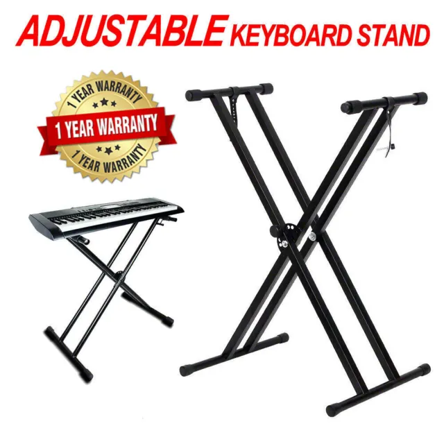 Double Braced Keyboard Stand Adjustable Height Music Piano X Frame Heavy Duty UK