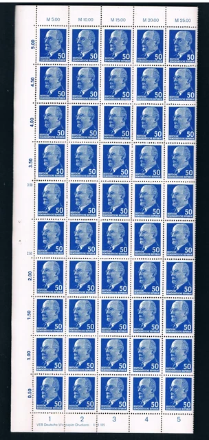 DDR, 937bXx I, II, postfrsich mit Druckverm., **DV im kpl. Bogen Typenpaare