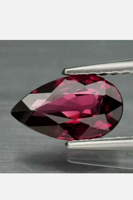 NATUREL Rhodolite Grenat (VS) Couleur ROSE VIOLET !! 1.23ct 8.6x5mm Poire...