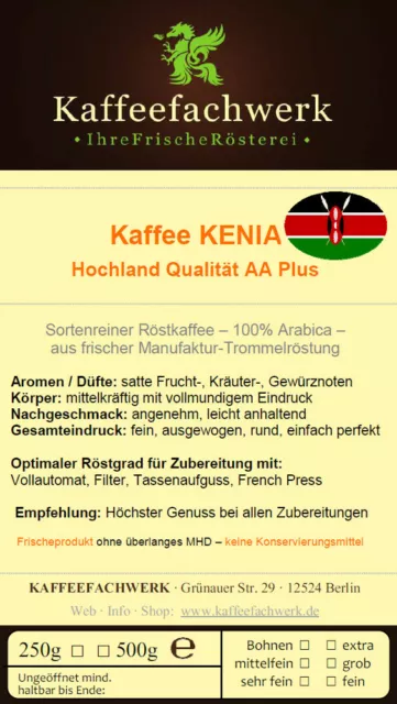 Kenia AA Plus Arabica Hochland Kaffee 8x500g ♥ Frisch geröstet v. Kaffeefachwerk 2