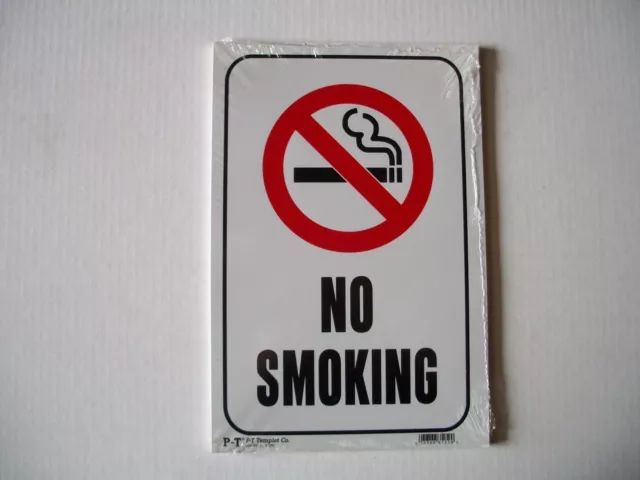 12 Pack   Red & White 8x12 Inch Flexible Plastic "NO SMOKING" Sign's