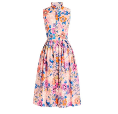 JCREW Liberty London Pavilion Dress Womens 6 Pink Floral Sleeveless A-Line Blue