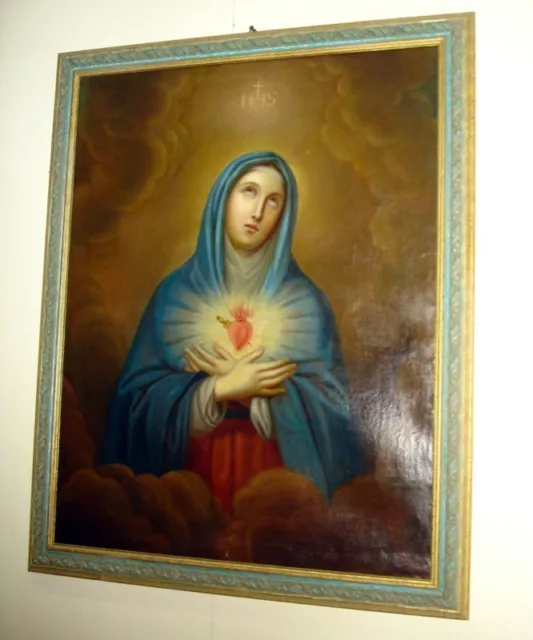 Dipinto olio su tela , quadro MADONNA DEL SACRO CUORE di G. GIANOLI, meta' 800