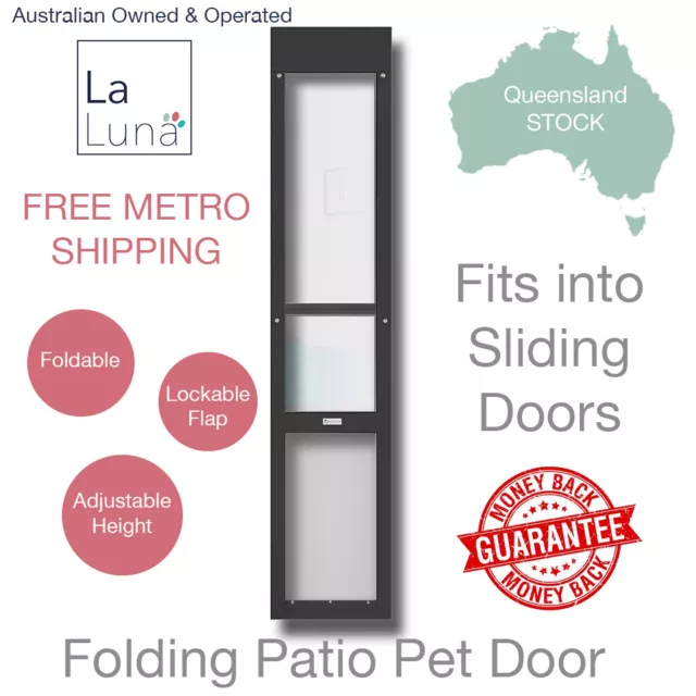 Folding Patio Pet Door Insert [Colour: Black] [Size: Large]