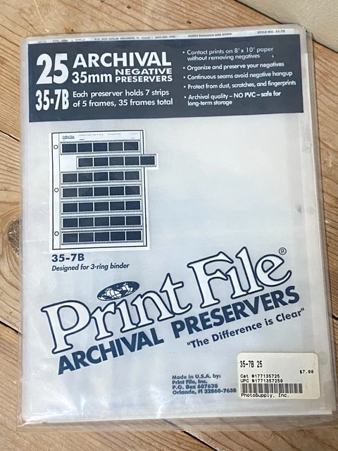 OPEN PACK Print File Archival Negative Preservers 24 SLEEVES 35mm 35-7B