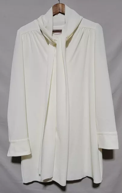 See by Chloe Women's Long Sleeve Tie Neck Lined Dress Ivory Size 40