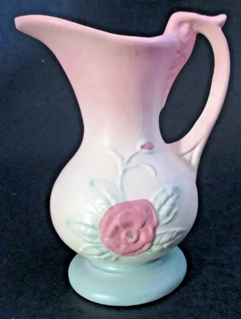 VTG 1940s Hull Art Pottery Open Rose Pattern Shape Number 128 Ewer Pitcher Vase