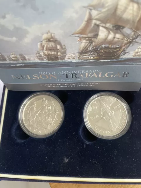 2005x2 Nelson TrafalgarSilver Proof  £5 Crowns