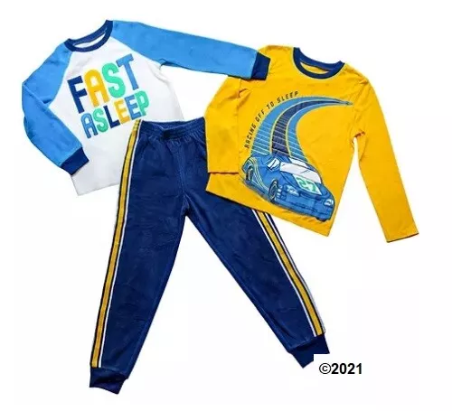 Boys Toddler 3-Piece "Fast Asleep" Race Car Fleece Pajamas Set Size 2T