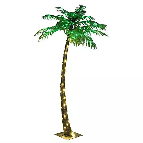 LIGHTSHARE 5FT Artificial Lighted Palm Tree, 56LED Lights, Decoration for Patio