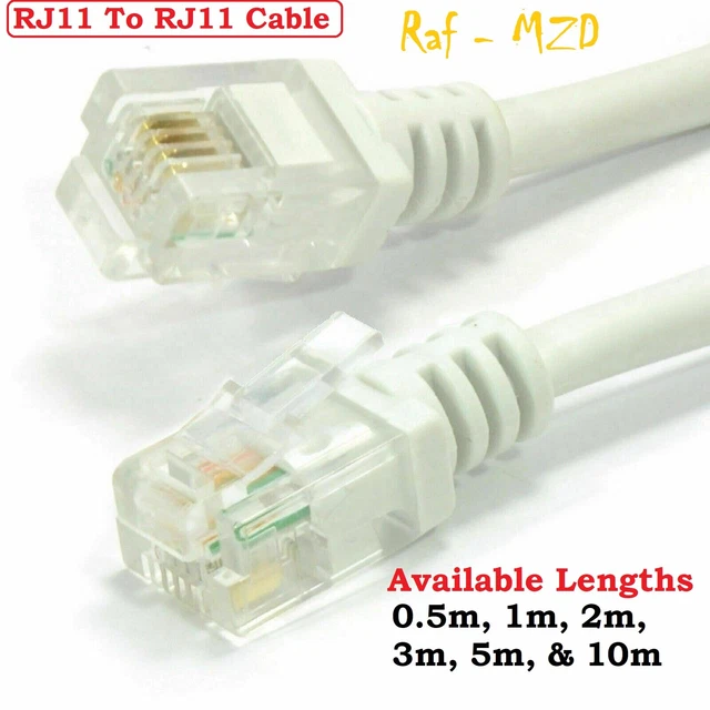 RJ11 to RJ11 Cable ADSL BT SKY Broadband Modem Internet DSL Land Line Lead Lot