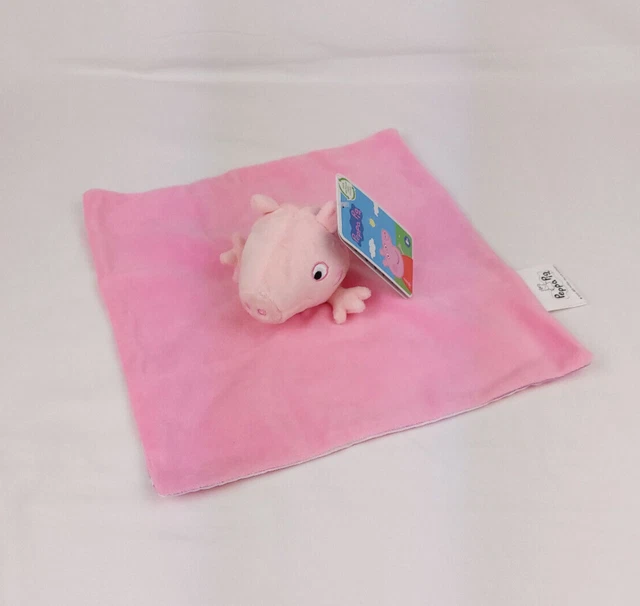Doudou plat peluche rose Peppa pig tissu rayé chien Hasbro neuf
