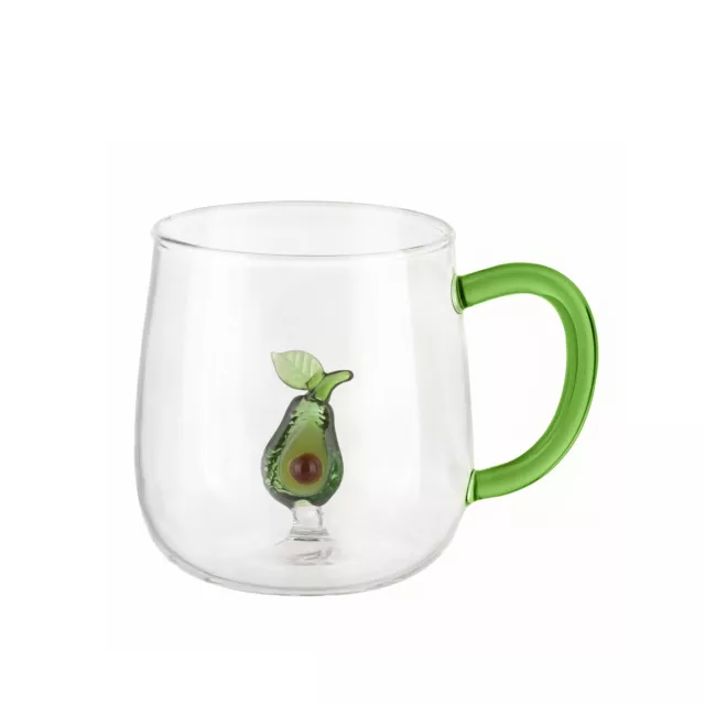 KASANOVA Mug in vetro borosilicato 380 ml avocado verde Tavola,Tè e caffè